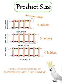 1 pieza Escalera trepadora para loros de colores, disponible en múltiples longitudes, escalera de madera flexible de colores, suministros educativos para aves, accesorio para jaula de pájaros, juguete para loros (todos los accesorios de colores se entregan al azar)