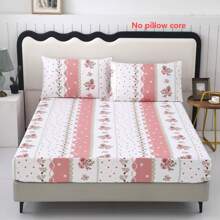 3pcs Printed Bedsheet Set [1pc Bedsheet + 2pcs Pillowcase], No Bed Sheet, No Fill. New Stone Pattern, Soft And Comfortable Fabric. Suitable For Bedroom, Hotel, Dormitory, School, Vacation Rental
