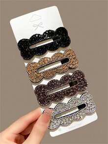 5pcs Ladies' Rhinestone Inlaid Star Shaped Hair Clips For Hair Styling And Decoration Street,Y2k Claw Clips Hair Claws Hair Barrettes, School Stuff, Head Accessories, Party, Hair Accessories For Women - Multicolor - View 4