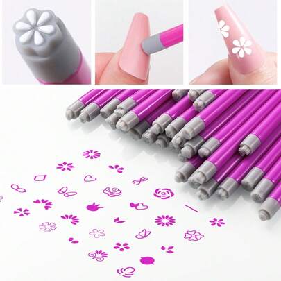 Nail Art Stamp Graffiti Pen Flower Line Heart Butterfly Nail Stamping Plate Dotting Pen DIY Nail Art Tools Stamper