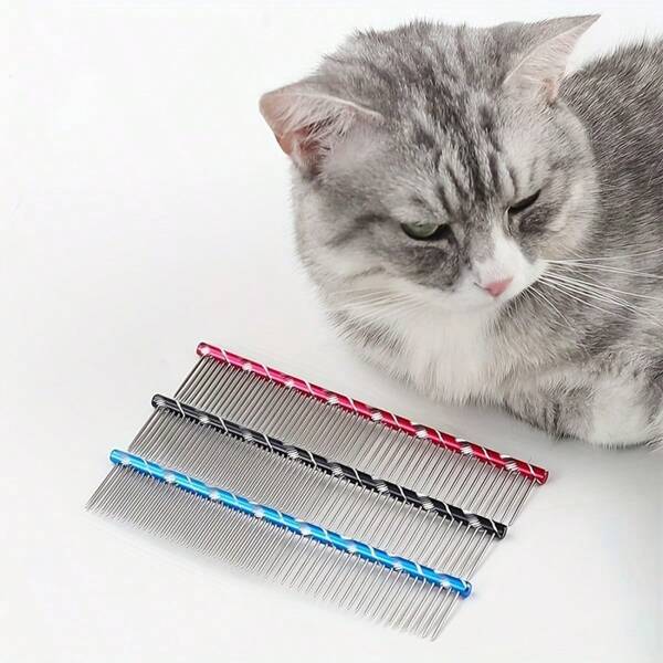 Cat Combs With Rounded Ends Stainless Steel Teeth, Cat Comb For Removing Tangles And Knots, Professional Grooming Tool For Long And Short Haired Dog, Cat And Other Pets, 6.29IN