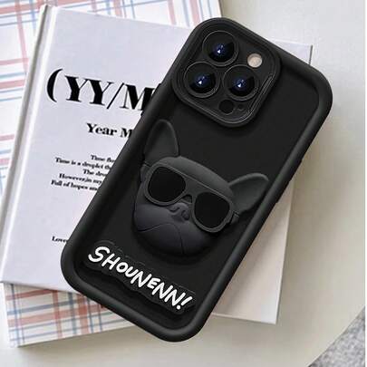 可爱狗狗时尚3D斗牛犬手机壳，单件装，兼容 16 Pro Max/16 Plus/16 Pro/16，送礼自用皆宜，ins风，防摔全包后置摄像头保护，高端手机壳，兼容三星、苹果、荣耀等手机，兼容Galaxy A05、A05S、A06、A14、A15、A16、A32 4G、A33 5G、A34、A35、A52、A54 5G、A55 5G，春季礼物