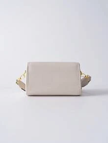 Vintage Chic Wide Strap Shoulder Square Bag - Stylish Solid Color Flap Crossbody Purse With Adjustable Strap For Women - Perfect For Daily Use And Travel Winter Gifts - Beige - View 7