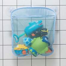 1pc Cute Cartoon Colorful Suction Cup Net Bag, Bathroom Storage Organizer Mesh Hanging Bag For Bathtub, Shower, Dorm