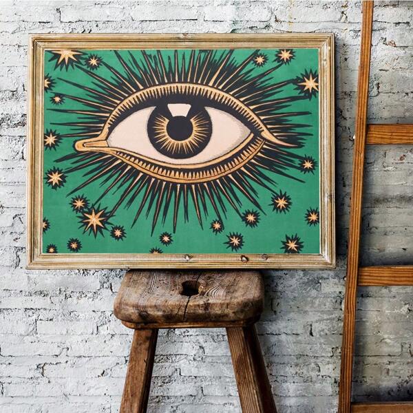 Vintage Abstract Eye Of Providence Celestial Canvas Art Posters,Unique Modern Home Decor,For Living Room Bedroom Corridor Decor, Perfect Holiday Gift,Wall Arts,Wall Decor,1pc,No Frame(Due To Different Production Batches And Different Cutting Angles,The Patterns Colors Will Be Different!))