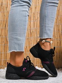 Zapatos deportivos casuales cómodos para mujer para la temporada de vacaciones de Acción de Gracias, zapatillas para correr al aire libre con Top de malla de tela, suela blanda con cordones, zapatillas de baile para mujer