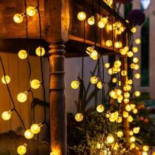 1pc Solar Crystal String Lights - 20/100/200 LED Fairy Lights With 8 Lighting Modes, Button Control Switch, Ideal Decorative Lights For Outdoor Wedding, Patio, Garden, Fence, Christmas And Halloween Parties