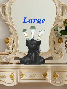 迷人脸型化妆品收纳盒、时尚梳妆台收纳装饰、珠宝收纳盒、浴室收纳盒和便携式旅行必备品，非常适合生日礼物、母亲节礼物和婚礼装饰（白色/金色/黑色） - 彩色 - 查看 19