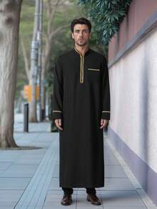 男士长款阿拉伯长袍，立领设计，亲肤柔软面料，适合开斋节、斋月、婚礼等日常场合穿着。