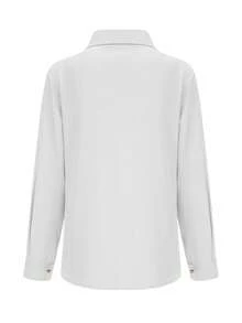 Plus Size Women Asymmetrical Button Shirt - White - View 2