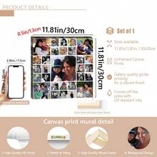 1Pc Personalized Photos To Canvas Print - Canvas Prints With Your Photos On Custom Wall Art For Bedroom, Living Room, Wedding, Baby, Pet, Family, Love, Couple, Friend, Picture, Photo, Framed Wall Art, Gift, Best Friend Gift, Family Gift, Birthday Gifts,Graphic Print - Multicolor - View 12