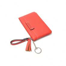 Mini PU Leather Coin Purse With Keychain Fashion Zipper Clutch Wallet Large Capacity Change Pouch With Tassel For Women Wallet Purse Wallet Keychain Travel Wallet Coin Wallet Mini Wallet