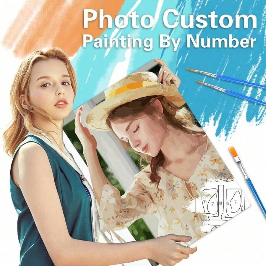 [Tùy chỉnh] 1pc Ảnh cá nhân hóa Tùy chỉnh Tranh tự làm theo số Hình ảnh Vẽ theo số Canvas Sơn Acrylic Tô màu theo số Quà tặng tự làm 30x30cm / 12x12 inch Không có khung 24 màu