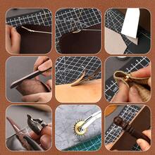 1Set Professional Leather Tooling Kit Leather Craft Tools Leather Working Kit With Custom Handbag Cutting Mats Engraving Punching Sewing Stamping Sanding Tools Leather Tools For Leather Working - 彩色 - 查看 7
