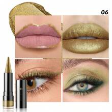 YOUNG VISION 1 pieza Lápiz labial de punta afilada con perlas y brillo, de larga duración y resistente a las manchas, lápiz labial de perlas multiusos, lápiz para labios y sombra de ojos