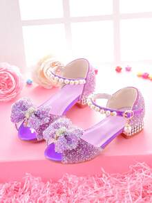 女童高跟凉鞋，适合礼服、模特表演、舞台表演的儿童表演鞋