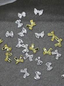 50PCS Alloy Bow Wearing Nail Decoration Mini Metal Rivets Gold And Silver Ribbon Nail Accessories
