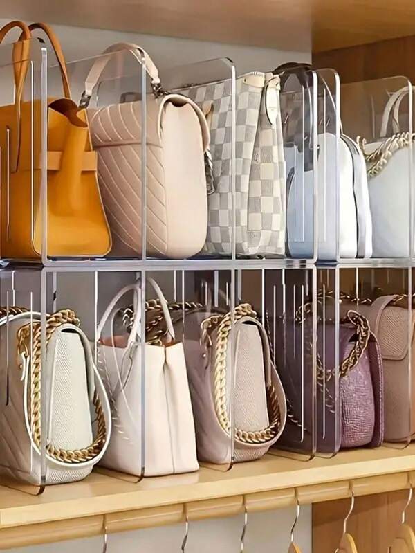 1/2 Packs Clear Wardrobe Bag Storage Tote Bag Divider Removable Cabinet Rack Wardrobe For Bedroom Bathroom Office Practical Books Divider L Shape Storage Rack Space Saving Storage Rack For Home Dorm Office, Summer Travel Bag Storage, Back To School Gift, Back To School Travel Supplies