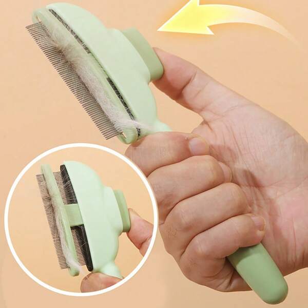 1 pièce Peigne spécial pour animaux de compagnie Peigne à dents denses pour chat Brosse à épiler pour chien Peigne à puces pour animaux de compagnie Fournitures pour animaux de compagnie Peigne à puces autonettoyant Peigne à chat autonettoyant Brosse à cheveux Peigne à puces Brosse de toilettage pour élimination des poils d'animaux de compagnie