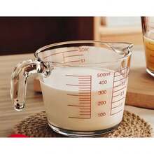 Measuring Jug Tempered Glass Cup 500ml Handle Recipes Kitchen Resistant Graduated ML OZ - 透明的 - 查看 3
