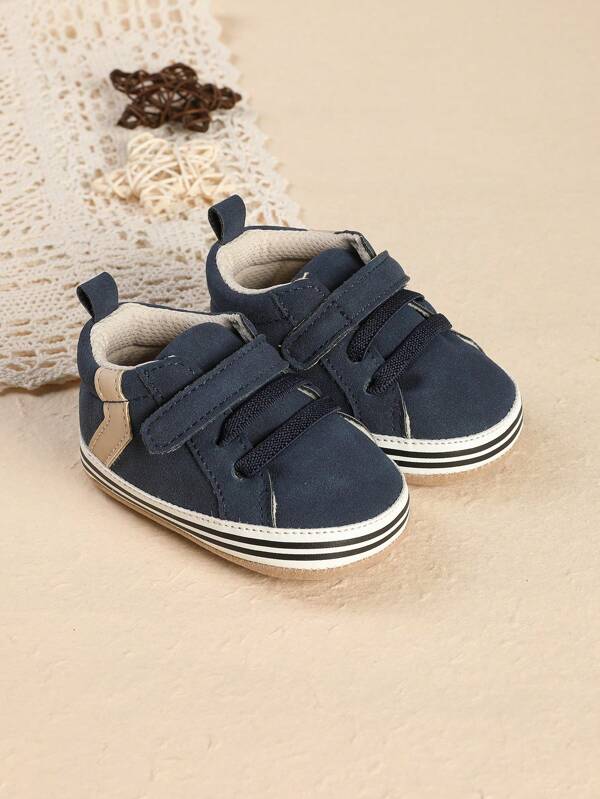 Spring & Autumn PU Solid Color Casual Sports Shoes For Infant Boys, Suitable For 3-12 Months Newborns, Pre-Walker
