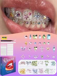 novani 235Pcs/Box Shining DIY Teeth Gems Kit,Fashionable Gems For Teeth,Professional Tooth Gems,Teeth Jewels Crystal Reflective Tooth Gems For Teeth Starter Kit - Multicolor - View 1