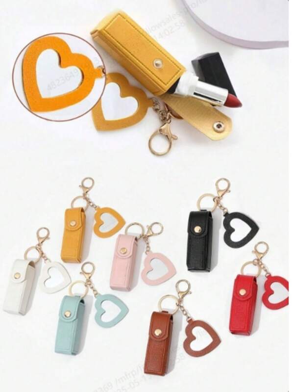 1pc Mini Lipstick Case With Mirror, Portable Pu Leather Keychain Lipstick Holder - Pink Makeup Bag Make Up Organizer Lipstick Holder Gift For Thanksgiving For Girl Women Mom Lipstick Pouch Women Gifts Girl Gifts Girlfriend Gifts
