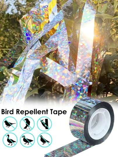 1 pezzo di nastro riflettente per allontanare gli uccelli, nastro repellente per uccelli con colori lampeggianti, riflettore luminoso che respinge efficacemente gli uccelli, adatto per alberi, frutteti, giardini, cortili e balconi all'aperto