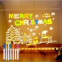 Acrylic Dry-Erase Board With 7 Colored Pens And A Stand, A Transparent Memo Board For Leaving Messages, Taking Notes, And Setting Reminders. It Includes 7 Colored Markers And Is Perfect For Birthdays And Creative Desktop Decoration. - 15x15cm/5.9x5.9in - View 4