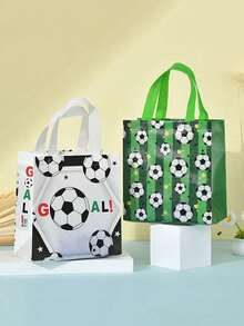 5PCS Non-Woven Fabric Soccer Sports Theme Gift Bags, Multi-Purpose Gift Packaging Tote Bags, Suitable For Birthday Party Favors, Supermarket Shopping Bags, Holiday Event Giveaway Bags - Multicolor - View 5