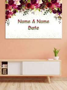 1pc Custom Personalized Wedding Background Cloth, Party & Photo Shooting Decoration Banner With Star & Rose Pattern