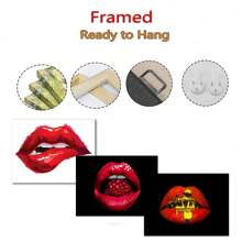 1pc Frameless Abstract Fashion Sexy Red Lip Art Canvas Posters Vintage Painting Wall Arts Modern Minimalist Living Room Bedroom Dormitory Study Bar Coffee Shop Office Wall Decoration Home Decoration