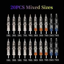 20pcs Mixed Size Round Disposable Tattoo Needles - 1rl, 3rl, 5rl, 7rl, 9rl, 3rs, 5rs, 7rs, 5m1, 7m1, Tattoo Supplies, Tattoo Kit