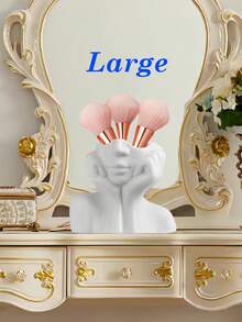 迷人脸型化妆品收纳盒、时尚梳妆台收纳装饰、珠宝收纳盒、浴室收纳盒和便携式旅行必备品，非常适合生日礼物、母亲节礼物和婚礼装饰（白色/金色/黑色） - 彩色 - 查看 14