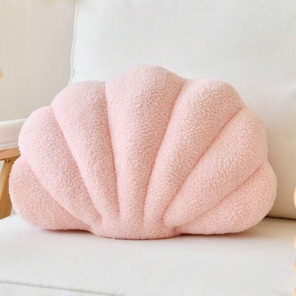 1 pieza Almohada decorativa de playa con forma de concha marina rosa, almohada suave de 13 pulgadas para decoración del hogar, cama, sofá, sala de estar