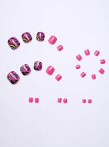 24pcs Glamorous Square Adhesive False Nail Strips, Multicolor