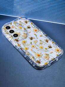 Funda de teléfono con flores, pequeñas margaritas y borde crema que ofrece protección contra golpes, compatible con Apple 16/15/14/13, Pro Max X XR, Galaxy S25/S24/S23, Xiao Mi 14T/13T/12T, Redmi Note 13/12, Honor
