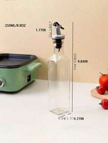 Botella de vidrio para aceite, fácil de limpiar, a prueba de fugas, botella para salsa de soja para la cocina, mesa de restaurante con pico ajustable - transparente - Ver 12