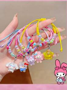 Sanrio Sanrio Hello Kitty Adjustable Woven Bracelet Handcrafted Cute Resin Pendant Jewelry, Suitable For Teenagers, Birthday Gifts For Best Friends, Anime Fashion Birthday, Easter Christmas Gifts.Friendship Bracelet,Girls Bracelets