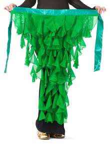 1 件女式闪亮亮片肚皮舞臀巾腰带裙系带流苏下摆波浪裙肚皮舞臀巾拉丁舞腰带九尾狐裙表演流苏波浪裙