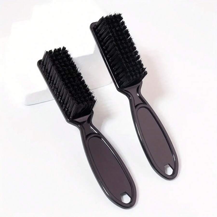 [2 包尼龙鬃毛发梳] 2 包尼龙鬃毛发梳套装，专业理发清洁刷，胡须刷，颈部掸子，造型发型工具（适用于普通头发），ABS 塑料手柄