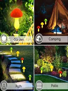 A Set Of Solar Powered Mushroom Lawn Lights, 12 Outdoor Garden Decorative Landscape Lights, , IP65 Waterproof, 8 Lighting Modes, Outdoor Path And Courtyard Decoration, Suitable For Camping, Festivals And Landscape Design, Colorful Mushroom Lights | Durable Plastic Material, Solar Garden Decoration