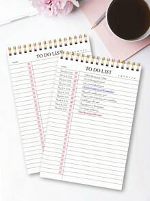 Trees 3pcs Pink Daily To-Do List Notepad Planner Spiral Notebook School Supplies,Back To School