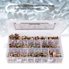 Kit Of 300 Carbon Steel Rivet Nuts With Galvanized Surface, Metric System, Assembled In Inches - 銀色 - 查看 2