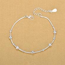 1条925镀银光滑串珠手链，女士时尚派对婚礼配饰，圣诞礼物 - 銀色 - 查看 1