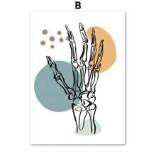 1 pezzo di tela dipinta con immagine anatomica di mano, piede, colonna vertebrale e scheletro umano, ideale per la decorazione della casa e del soggiorno, con cornice opzionale