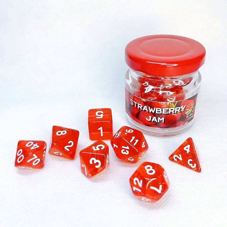 Strawberry Jam Polyhedral Dice Set Dice Full 7pcs/Set For - Red - View 1