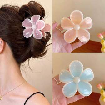 6pcs/Pack Cream Jelly Flower Hair Clips, Suitable For Women, Decor & Hold Hairstyle, Daily Wear, Photo Shooting, Gift Hair Claw Winter Hair Accessories Fashion Claw Clips