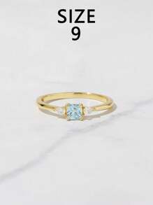 1pc S925 Sterling Silver Vintage Style Blue Zirconia Minimalist Ring, Elegant & Versatile Jewelry Gift For Women, Suitable For Daily Wear, Parties, Holidays