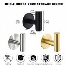 2pcs Strong Waterproof Bathroom Hook, Punch-Free And Traceless Load-Bearing Hook, Strong Adhesive Hook, Detachable, Waterproof, Rust-Proof, Suitable For Clothes, Hats, Tableware, Shoes, Accessories, Kitchen Utensils, Bags, Suitable For Kitchen, Bathroom, Living Room, Bedroom, Wall Hanging Multi-Function Hanging Storage Rack, Suitable For Family Room, Wall, Door, Cabinet